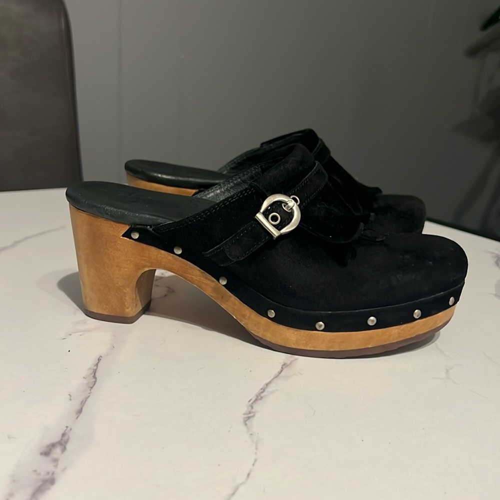 UGG suede heeled clogs